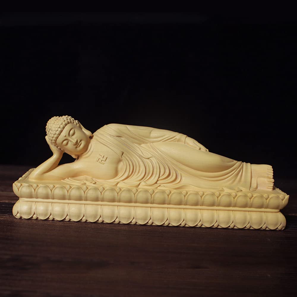 Amazon｜釈迦如来像 (涅槃像) 高級天然ツゲ木彫り釈迦牟尼仏 木製仏像